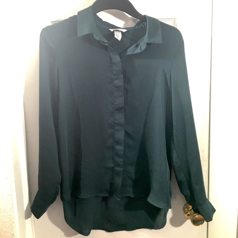 H&M dark green button down